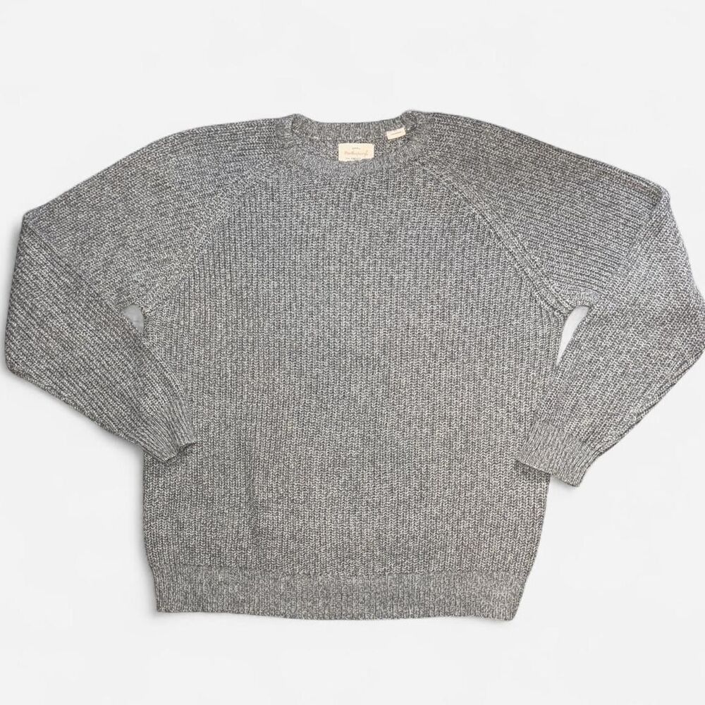Weatherproof Vintage Thick Grey Cableknit Crewneck Sweater; Size Mens MEDIUM